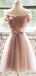 Κοντά μανίκια Ρουζ Ροζ Φτηνές Φόρεμα Homecoming Online, Φτηνές Κοντές Φορέματα Prom, CM740
