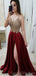 Σπαγγέτι ιμάντες Πλευρική σχισμή Χρυσή δαντέλα βραδινά φορέματα Prom, φθηνά προσαρμοσμένα γλυκά 16 φορέματα, 18481