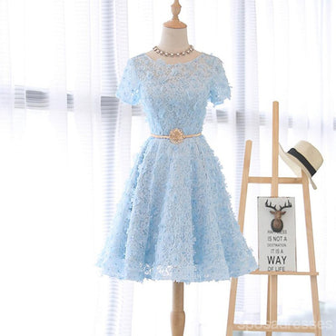 Κοντό Μανίκι Δαντελλών Neckline Σεσουλών Δείτε Μέσα από Homecoming Prom Φορέματα, Οικονομικά Σύντομο Κόμμα Χορό Γλυκό 16 Φορέματα, Τέλεια Homecoming Φορέματα Κοκτέιλ, CM328