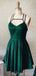 Emerald Green Cross Back Vestidos de fiesta cortos en línea, Vestidos de baile cortos baratos, CM839