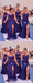 Mismatched Purple Mermaid High Slit Cheap Long Bridesmaid Dresses,WG1339