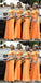 Orange Mermaid Off Shoulder Cheap Long Bridesmaid Dresses,WG1507