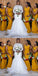 Simple Mermaid Yellow Straps Cheap Long Bridesmaid Dresses,WG1504