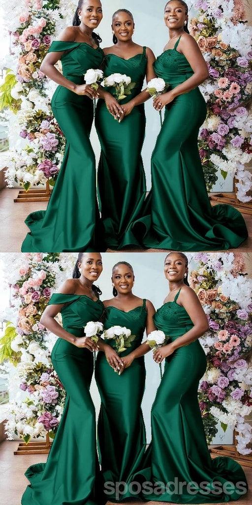 Mismatched Emerald Green Mermaid Cheap Long Bridesmaid Dresses Online,WG1281