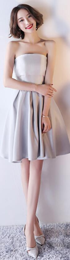 Silver Gray Short Misappariement Simple Short Bridesmaid Dresses en ligne, WG504