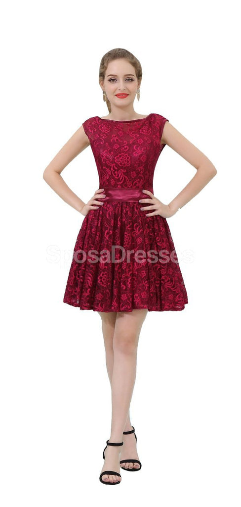Μπορντό μανίκια ΚΑΠ δαντελλών φτηνά Homecoming Φορέματα σε απευθείας σύνδεση, φτηνά σύντομα φορέματα Prom, CM811