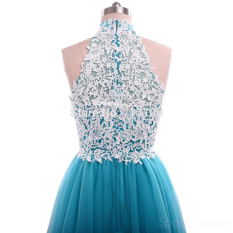 Turquoise Tulle Lace A line Evening Prom Dresses, Popular Unique Party Prom Dress, Custom Long Prom Dresses, Cheap Formal Prom Dresses, 17175