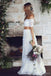 Robes de mariée en dentelle à manches longues sexy en blanc deux pièces en ligne, WD360