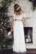 Robes de mariée en dentelle à manches longues sexy en blanc deux pièces en ligne, WD360