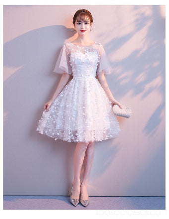 Sweet Off White Lace Vestidos de regreso a casa baratos en línea, vestidos de baile cortos baratos, CM775