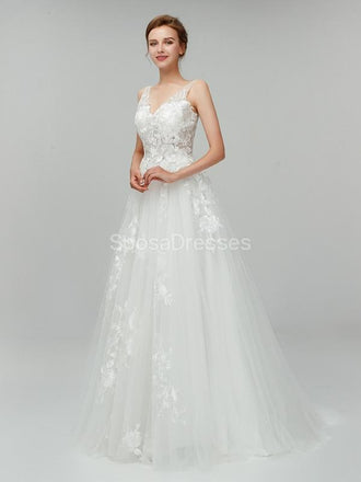 Lacet dos nu sexy V cou robes de mariée bon marché robes de noce en ligne, bon marché, WD553