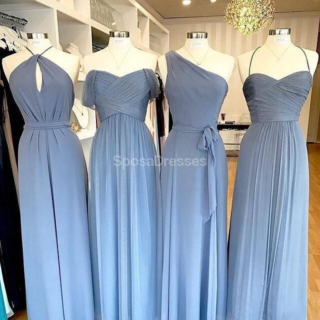 Παραπλανητικό Chiffon Blue Φτηνές Μακρά Απλή Bridesmaid Φορέματα Σε Απευθείας Σύνδεση, Φθηνά Φορέματα Παράνυμφων, WG725