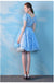 Κοντά μανίκια μπλε δαντέλα φθηνά φορέματα Homecoming Online, φθηνά σύντομα φορέματα Prom, CM777