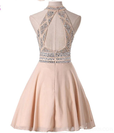 Halter Sexy Open Back Chiffon Φτηνά Homecoming Φορέματα Online, Φθηνά Κοντά Φορέματα Prom, CM778