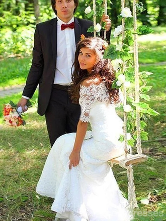 Off Shoulder Lake Long Sleeve Mermaid Wedding Dresses Online, WD364