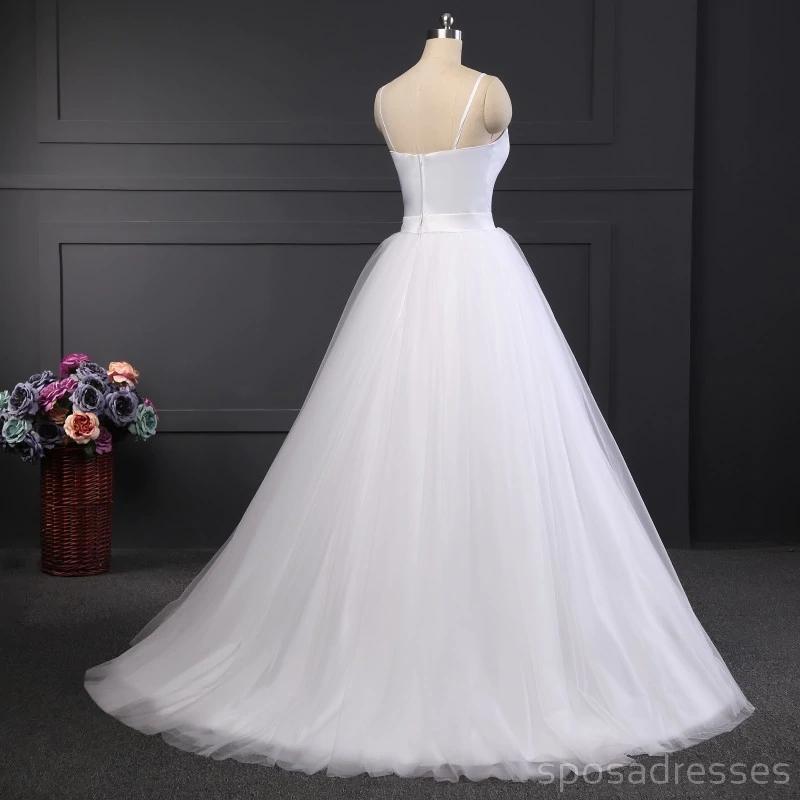 Spaghetti Straps White Cheap Wedding Dresses en ligne, Cheap Bridal Dresses, WD500