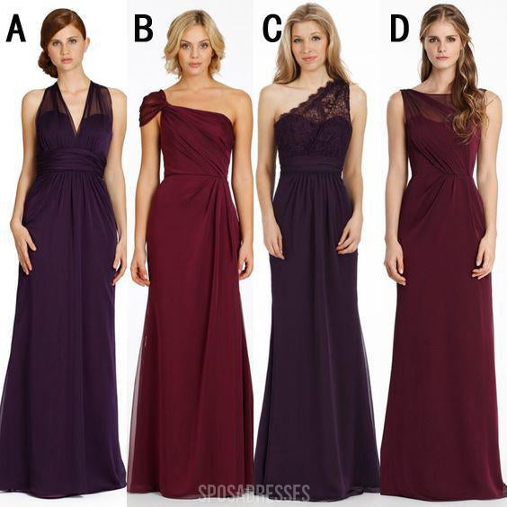 Φτηνά ακατάλληλα ρούχα Chiffon Long Bridessaid Dresses, Affordable Unique προσαρμοσμένα σε Long BridesService Dreses, Affordable Bridesbaid Gowns, BD112