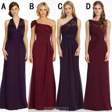 Mismatched Chiffon Long Bridesmaid Dresses, Cheap Bridesmaid Dresses, BD112