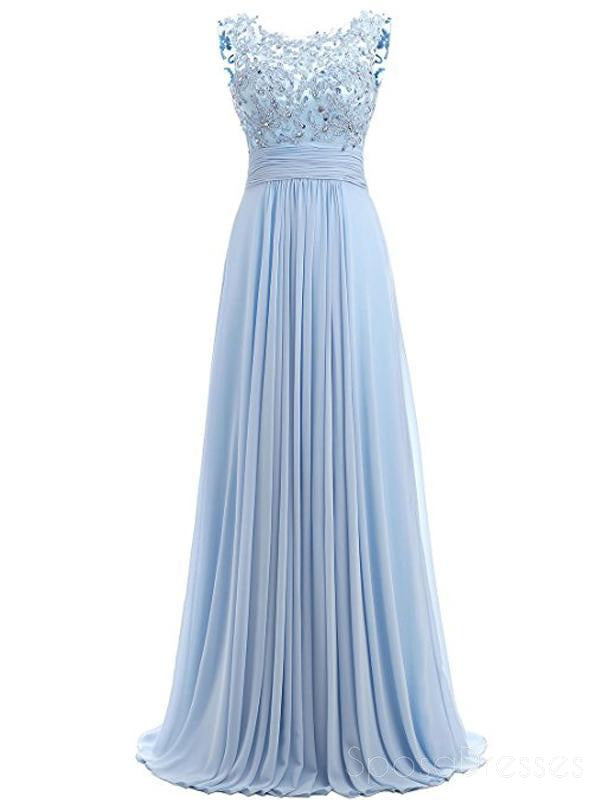 Φως Μπλε Δαντελλών Δείτε Μέσα από Σιφόν Μακρύ Βράδυ Φορέματα Prom, 17529