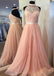 2018 Blush Pink Halter Lace a perlé de longues robes de bal personnalisées, 17412
