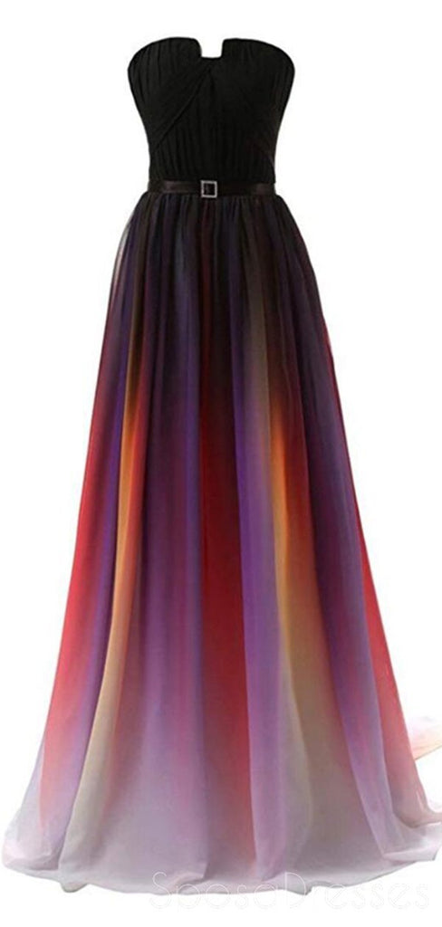 Απλός Στράπλες Σιφόν Ombre Μακρύ Βράδυ Φορέματα Prom, Προσαρμοσμένο Φτηνές Γλυκό 16 Φορέματα, 18395