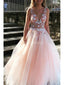 Σέξι Backless Pink Lace Beaded Evening Prom Φορέματα, Βραδινά Κόμμα Prom Φορέματα, 12289