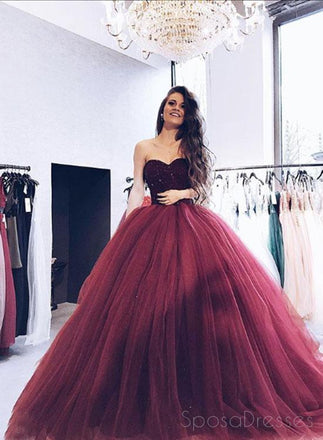 Cor castanha de 2018 vestido de bola sem tiras vestidos de baile para os estudantes da tarde alfandegários longos enfeitados com contas, 17453