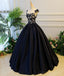 Μαύρη δαντέλλα μανικιών ΚΑΠ απλά μακριά φορέματα χορού βραδιού, μακριά φορέματα χορού κόμματος, 17327