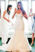 Short Sleeve See Through Hand-Made Flower Dusty Blue Long Wedding Bridal Dresses, WD282