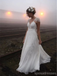Backless Cap Sleeve V Neck Simple Beach Wedding Dresses, WD329