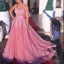 Δείτε μέσα από dusty ροζ δαντέλα α-γραμμή μακρύ βράδυ Prom φορέματα, φτηνά γλυκά 16 φορέματα, 18354