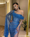 Sexy Blue Mermaid High Slit Maxi Long Prom Dresses,Evening Dresses,13225