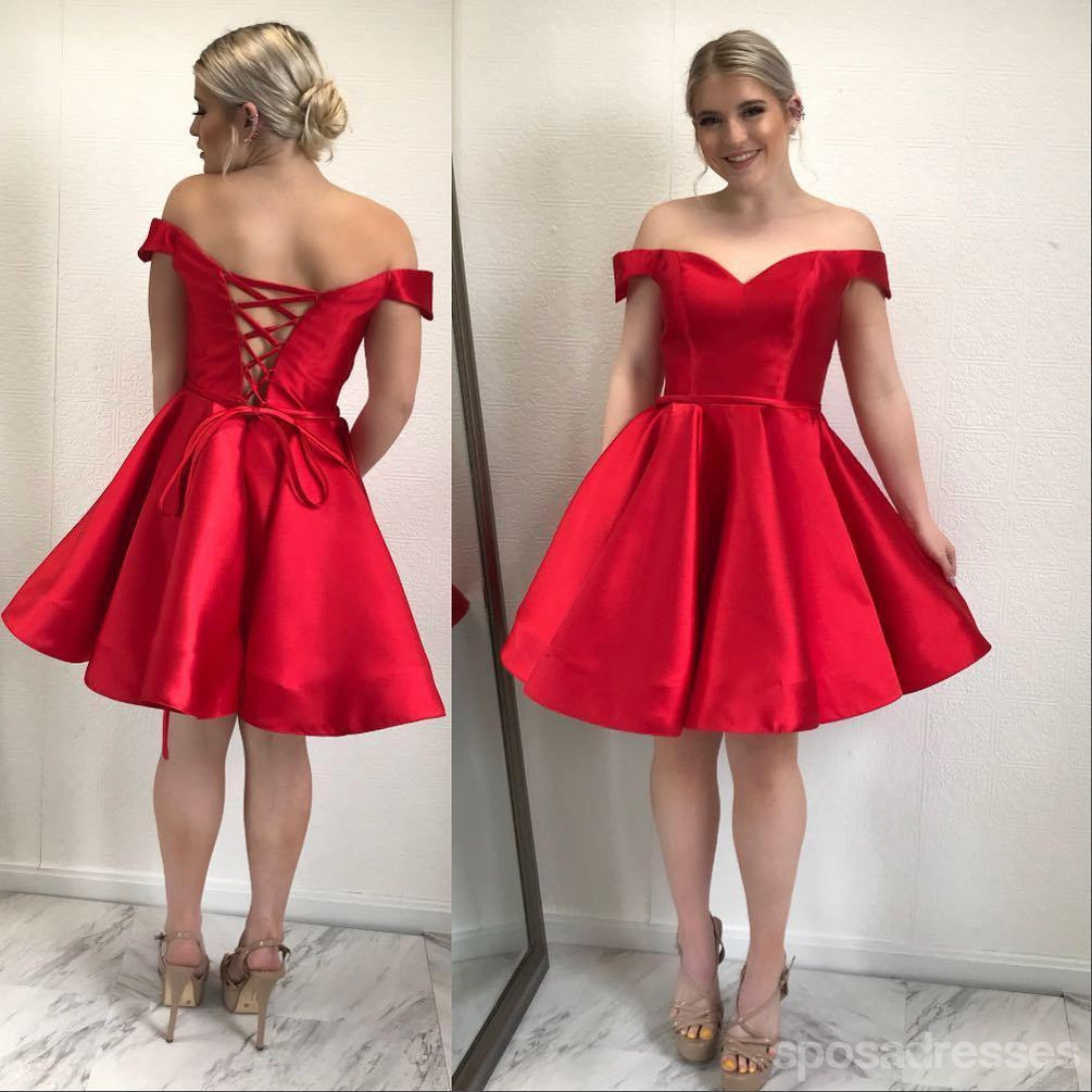 Simple Off Schulter Rot Kurze Günstige Homecoming Dresses Online, CM586