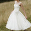 Robes de mariée courtes pas chères simples col illusion en ligne, WD365