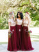 Manches courtes Or Sequin Bourgogne Jupe A-ligne longues robes de demoiselle d'honneur en ligne, WG253