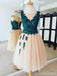 Teal Lace Applique Champagne Tulle Φθηνά Φορέματα Homecoming Online, CM587