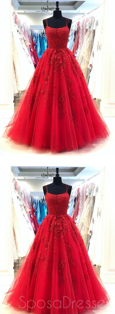 Spaghetti Straps Red A-line Cheap Evening Prom Dresses, Evening Party Prom Dresses, 12180