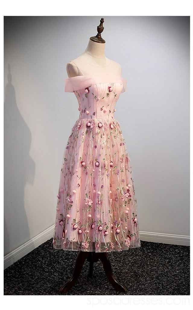 Pink Lace Off Shoulder Φτηνές Homecoming Φορέματα Online, Φθηνά Κοντά Φορέματα Prom, CM784