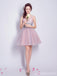 Sparkly V Neck Sequin Cute Short Pink Homecoming Dresses 2018, CM510