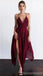Simple Dark Red High How Side Slit Cheap Homecoming Dresses 2018, CM512