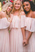 Light Blush Pink Chiffon baratos longos dama de honra vestidos on-line, WG293