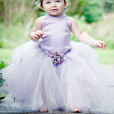 Robes Tutu Pixie Tulle Satin Violet Clair, Belles Robes De Fille De Fleur Pas Cher, FG017
