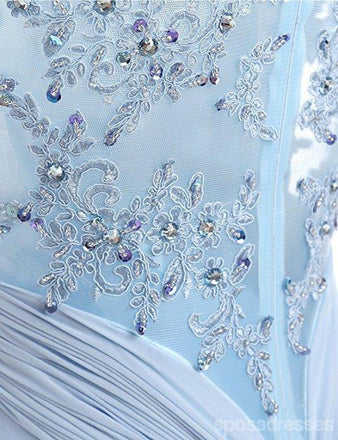 Encaje azul claro, vestido de noche largo, 17529.