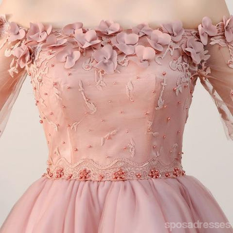 Dusty Pink Off Shoulder Sleeves Vestidos de fiesta baratos 2018, CM546
