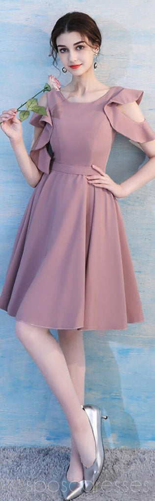 Dusty Pink Κοντά αναντιστοιχία Φθηνά φορέματα παράνυμφων Online, WG510