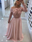 Fora do ombro sem dorso Long Sleeve Blush Pink Evening Prom Dresses, 17401