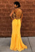 Vestidos de fiesta de noche baratos simples de sirena sexy amarilla, vestidos de fiesta de noche, 12184