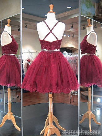 Sexy Burgundy δαντέλα με χάντρες φθηνά κοντό φόρεμα για το σπίτι σε απευθείας σύνδεση, CM595