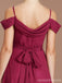 Ζακέτα από σκούρο κόκκινο μαργαριτάρι σιφόν μακρά φθηνά φορέματα παράνυμφων σε απευθείας σύνδεση, WG676