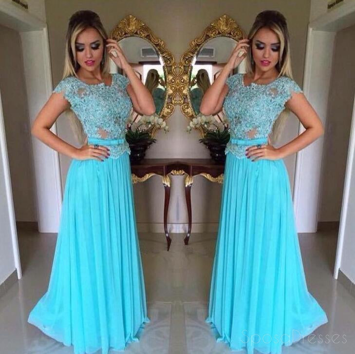 Turquoise Cap Sleeve  Evening Prom Dresses, Sexy See Through Party Prom Dress, Custom Long Prom Dress, Cheap Party Prom Dress, Formal Prom Dress, 17029